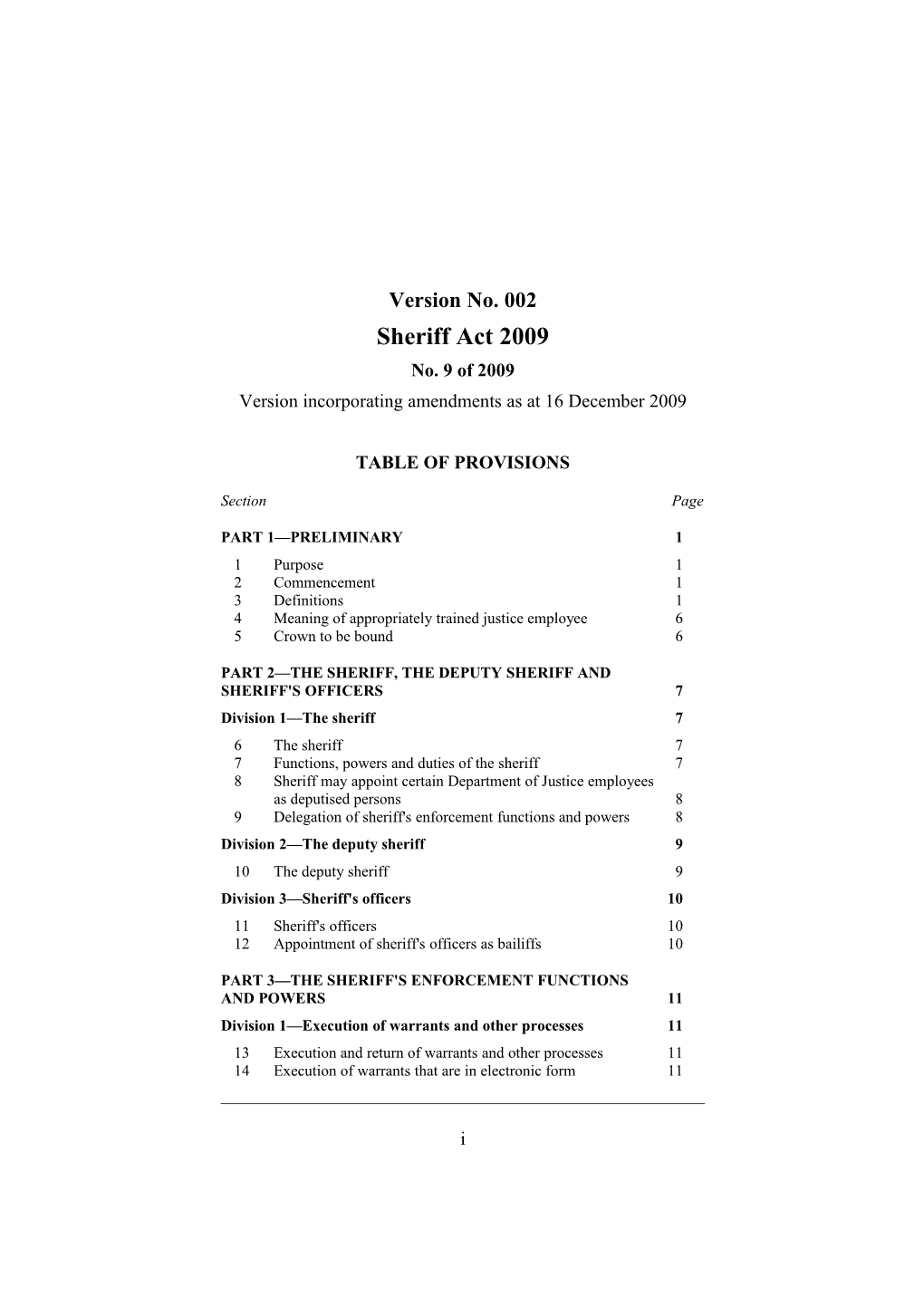 Version Incorporating Amendments As at 16 December 2009