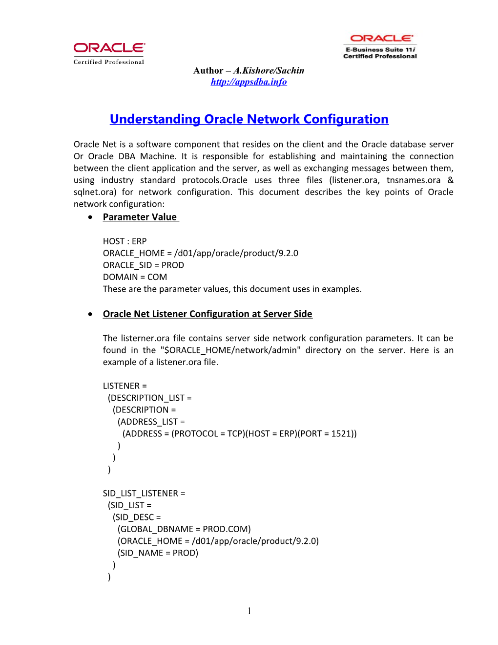 Understanding Oracle Network Configuration