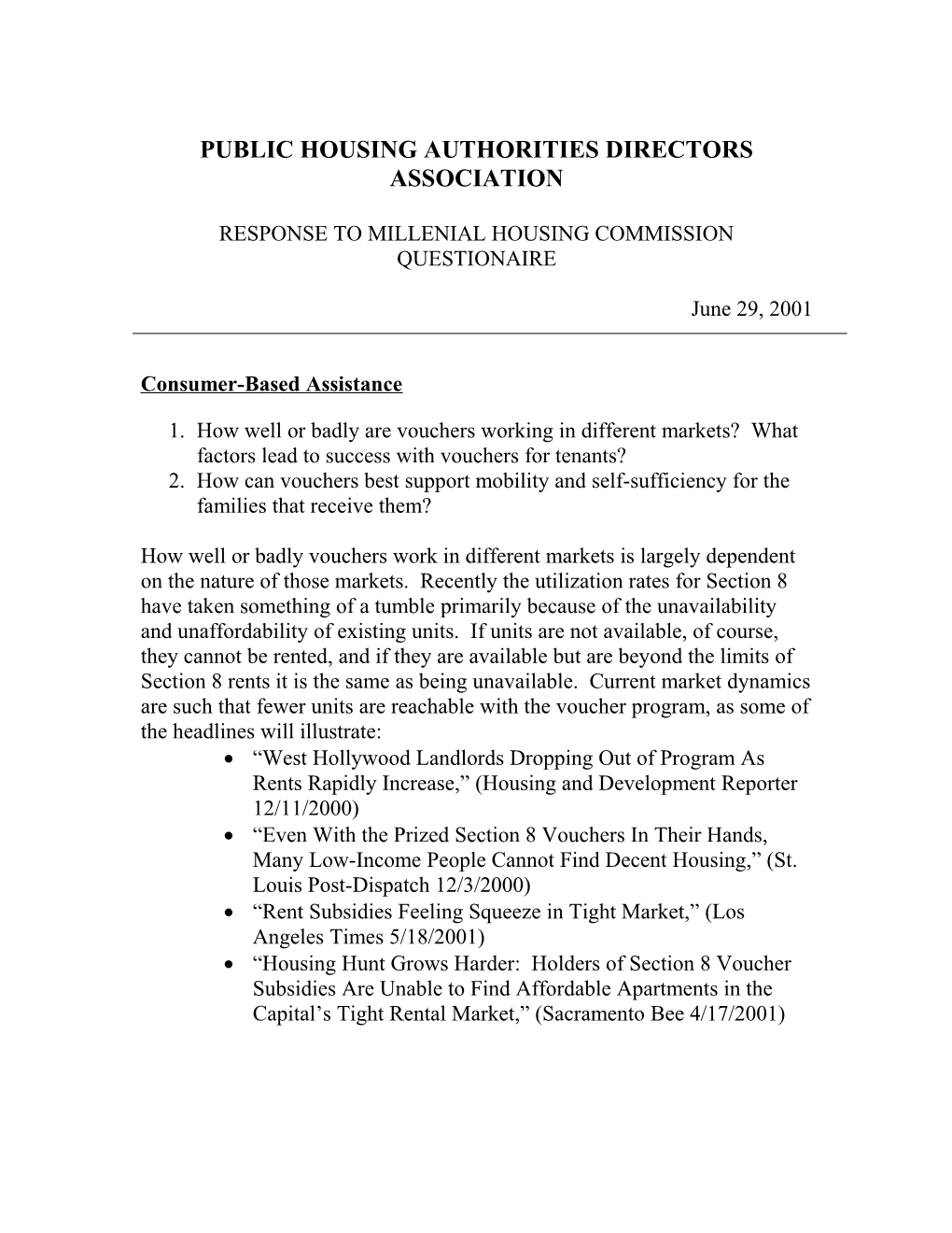 Phada Millenial Housing Commission Response Draft