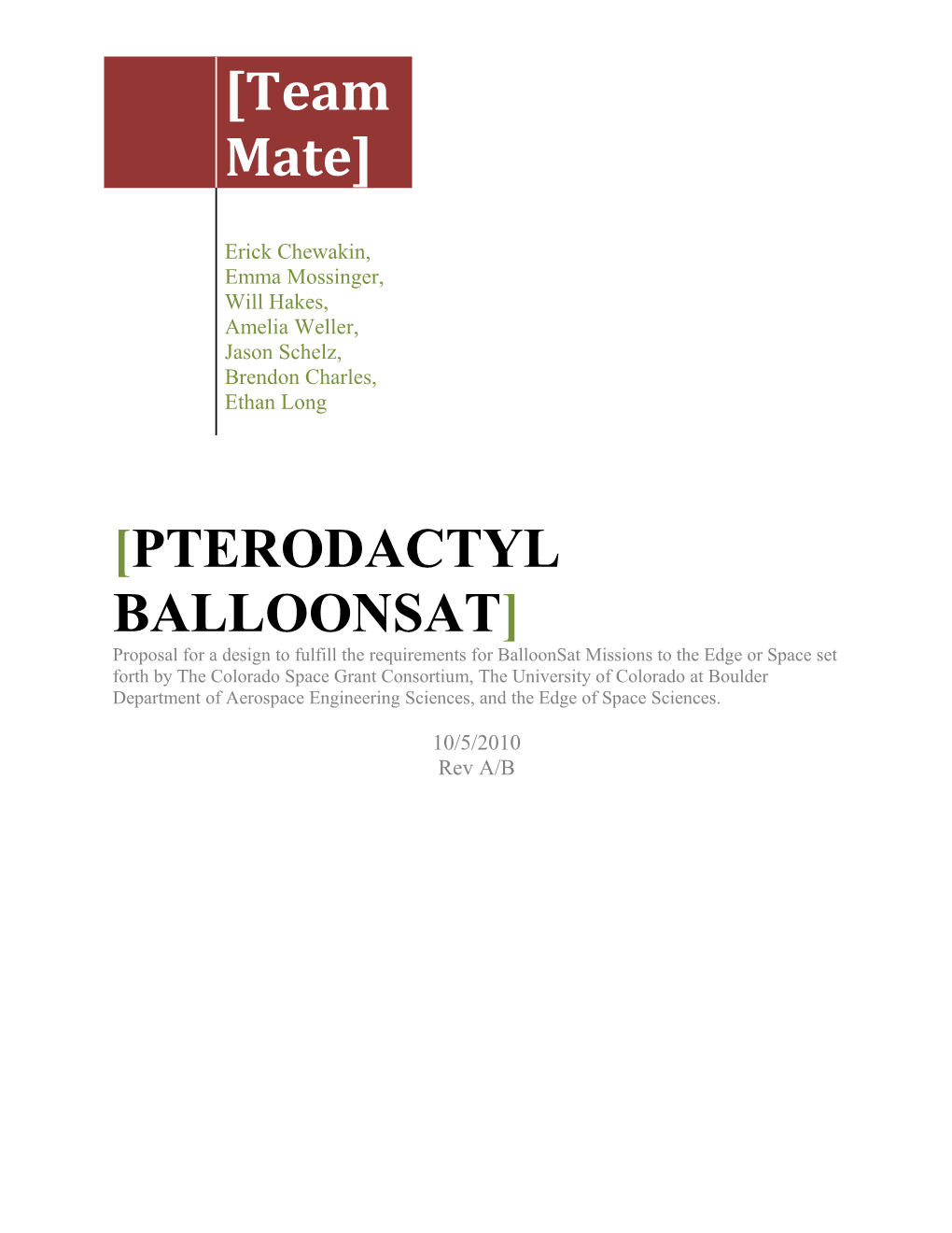 Pterodactyl Balloonsat