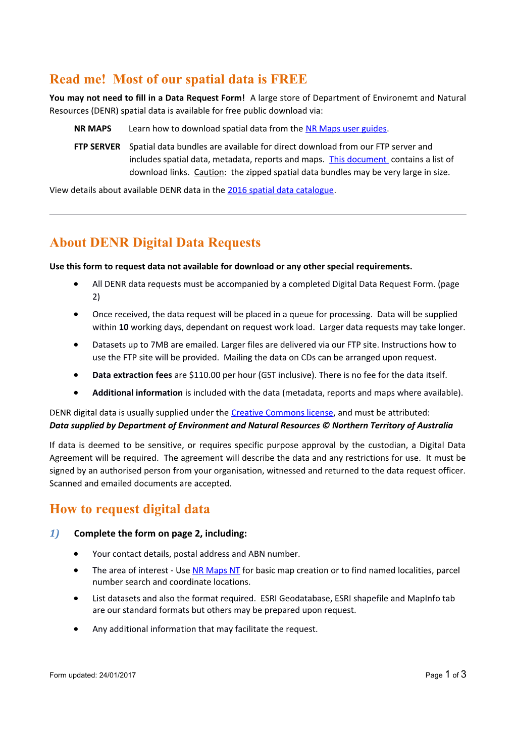 Digital Environmental Data Request Form