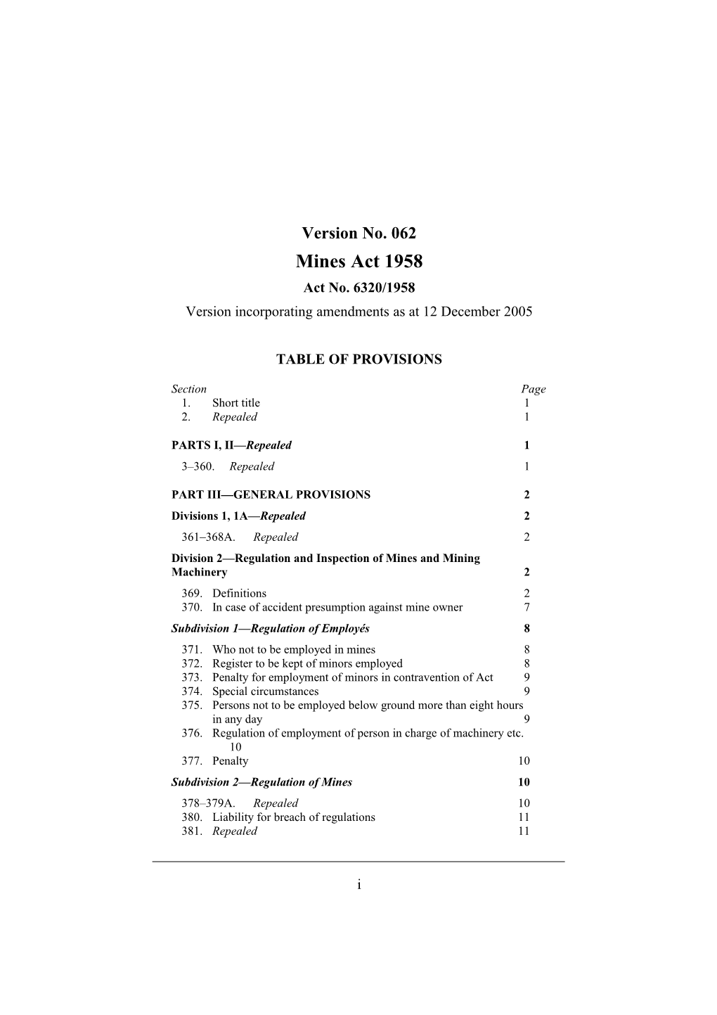 Version Incorporating Amendments As at 12 December 2005