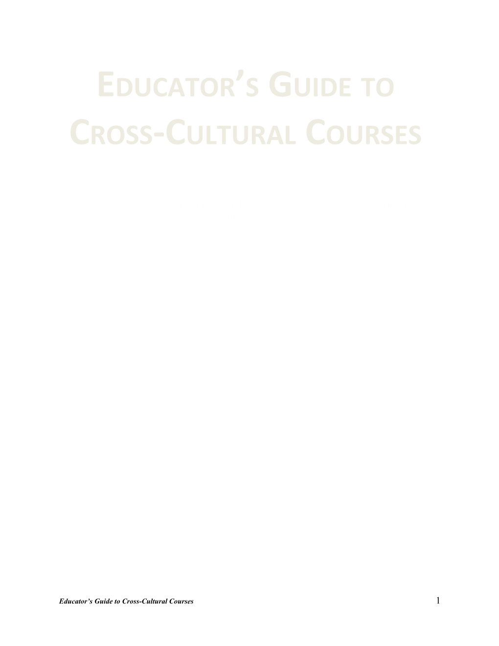 Educator S Guide to Cross-Cultural Courses