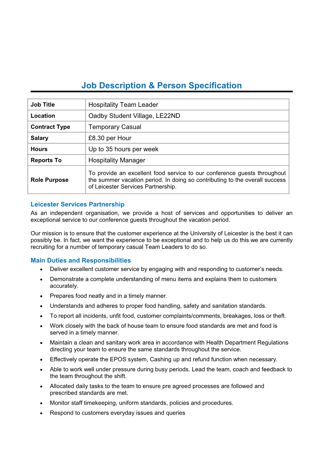 Job Description & Person Specification s8