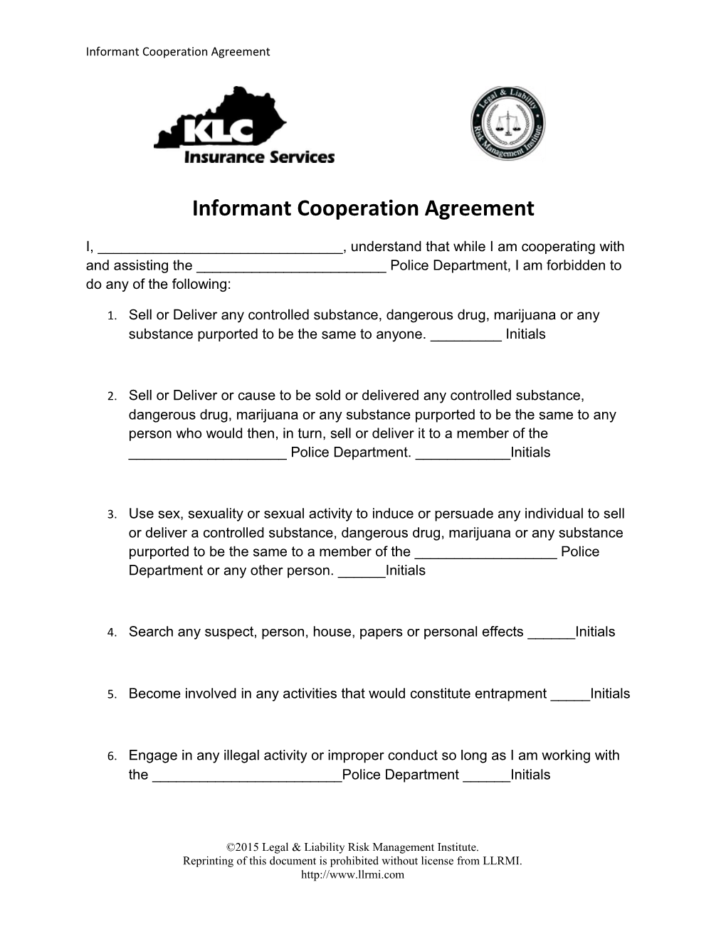 Informant Cooperation Agreement