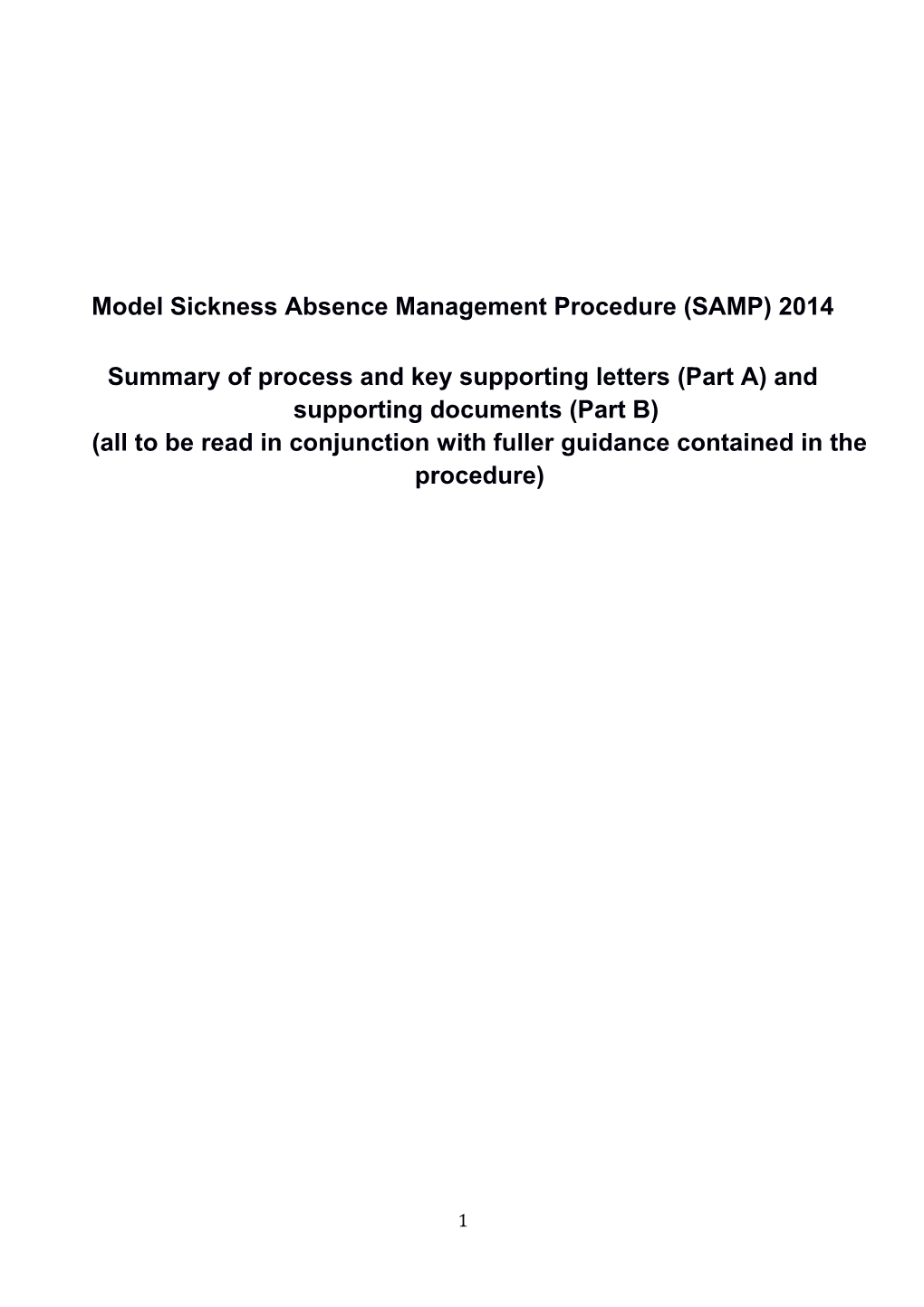 Model Sickness Absence Management Procedure (SAMP) 2014