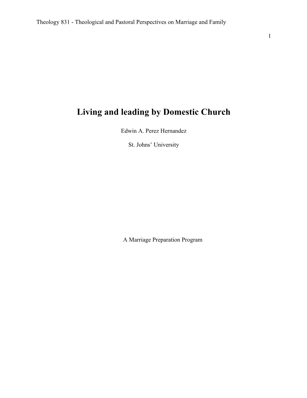 Living and Leading by Domestic Church