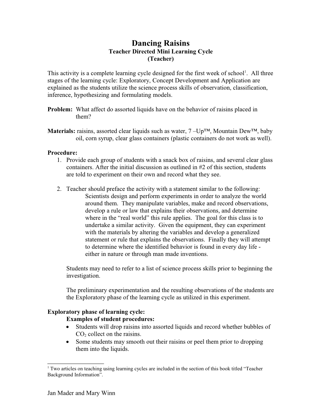 Teacher Directed Mini Learning Cycle