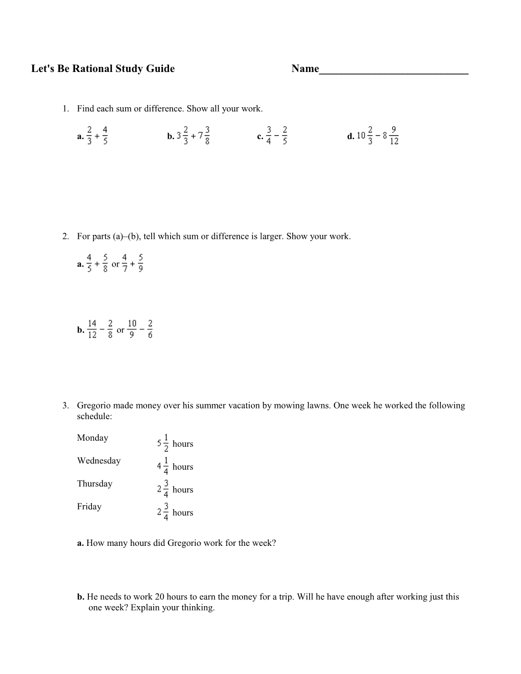 Let's Be Rational Study Guide Name______