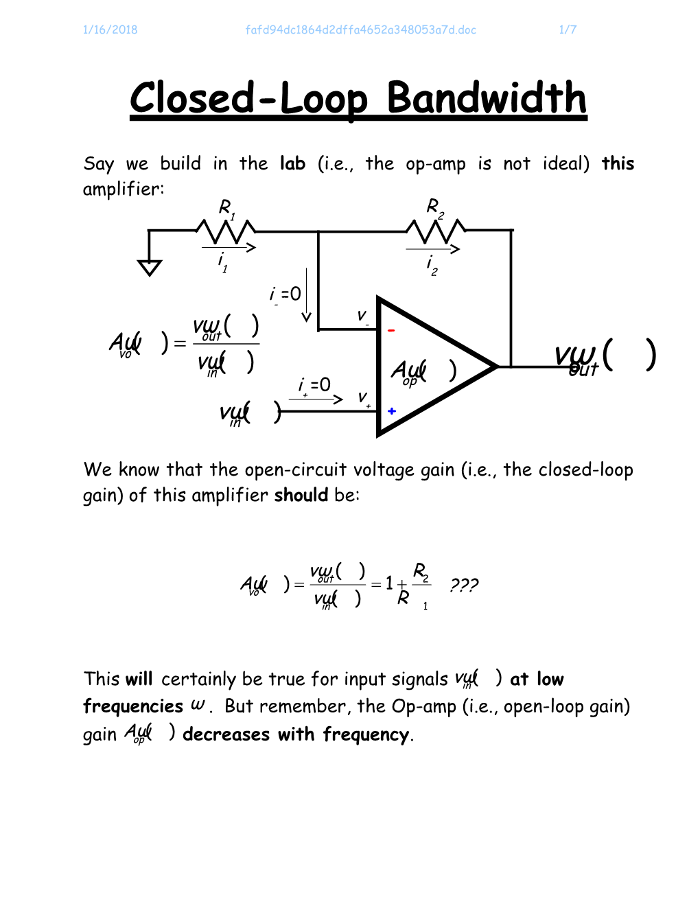 Closed-Loop Bandwidth