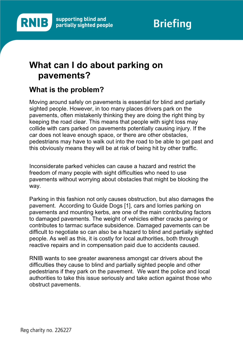 What Can I Do About...Cars Parking On Pavements