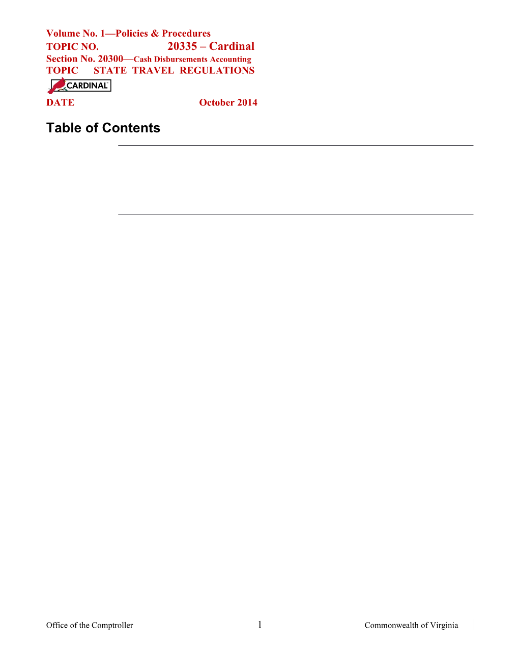 CAPP Manual - 20335 - Cash Disbursements Accounting, State Travel Regulations