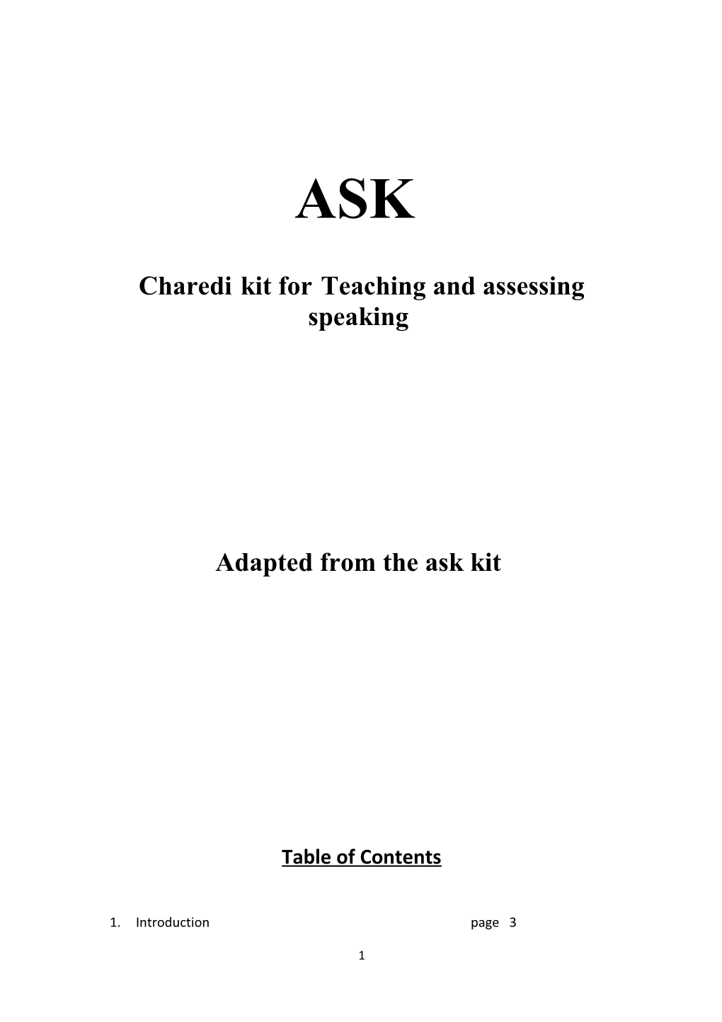 Charedi Kit for Teaching and Assessing Speaking