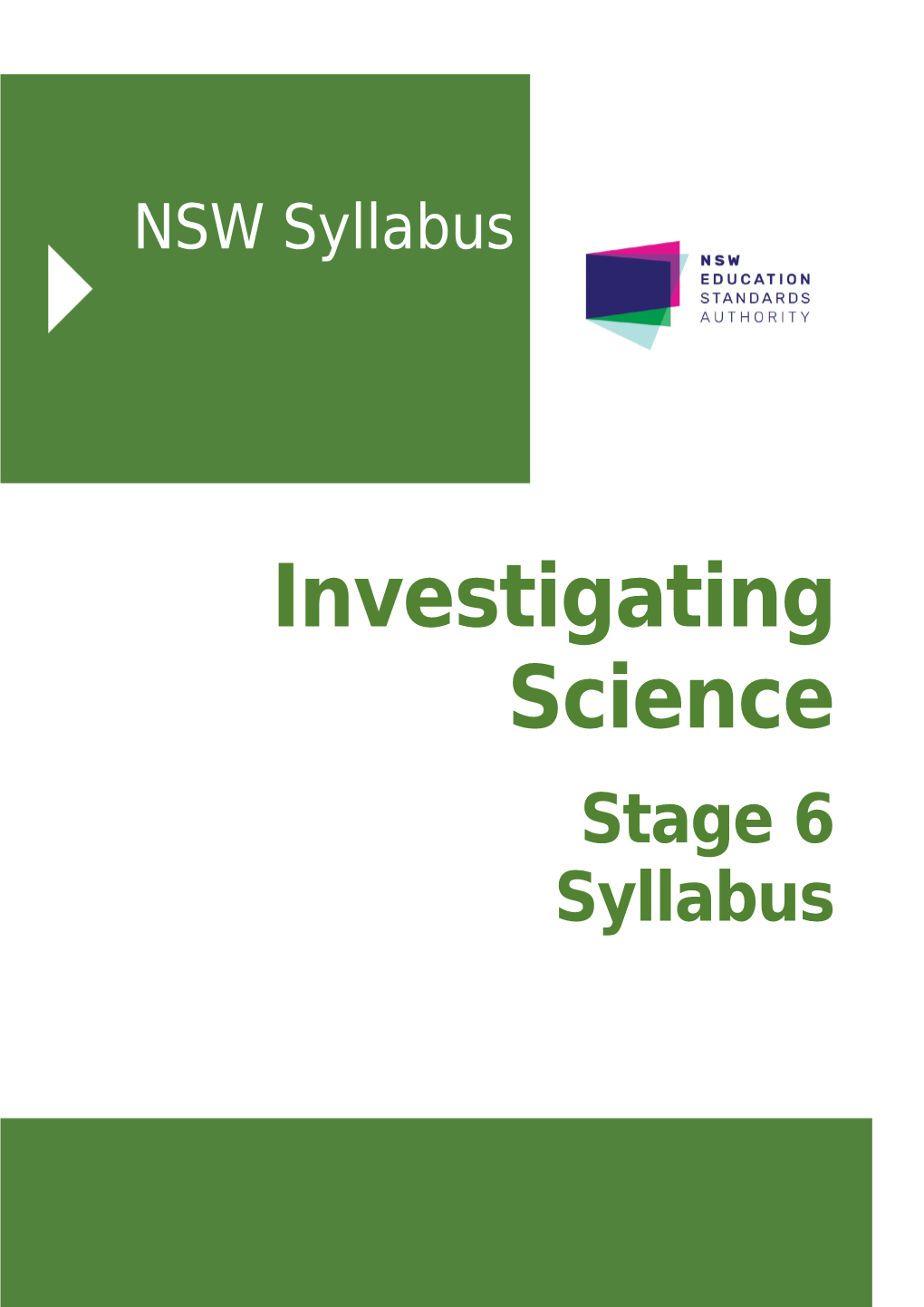 Investigating Science Stage 6 Syllabus 2017