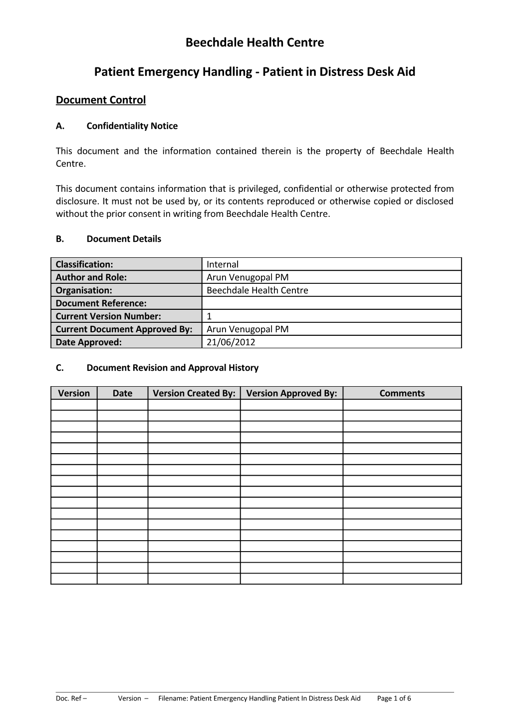 Patient Emergency Handling - Patient in Distress Desk Aid