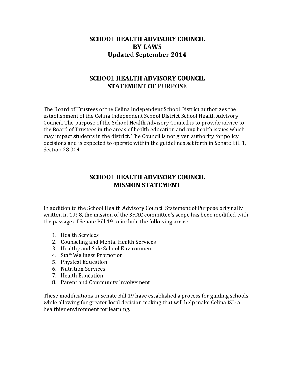 School Health Advisory Council