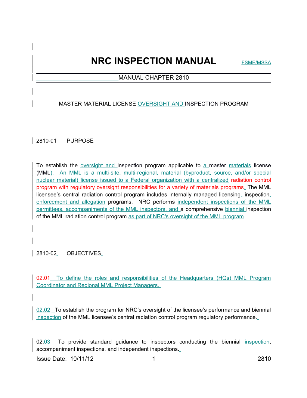 Nrc Inspection Manual Fsme/Mssa s1