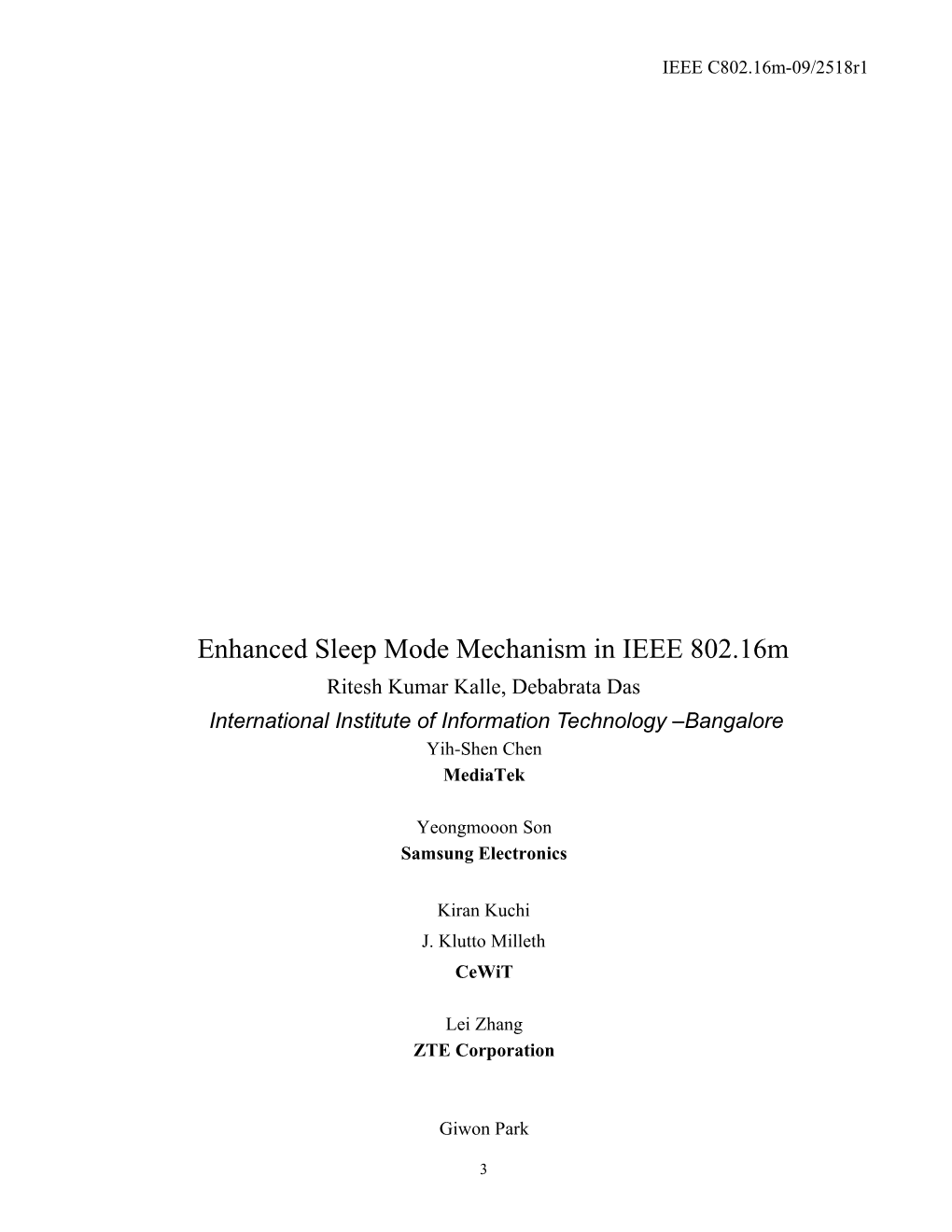 Enhanced Sleep Mode Mechanism in IEEE 802.16M