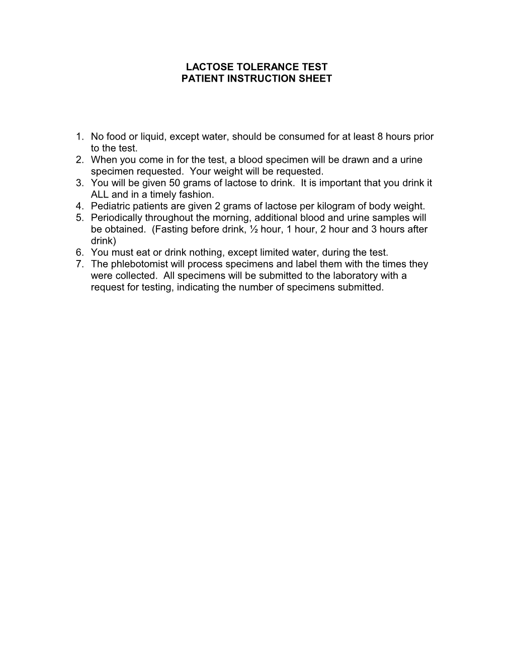 Lactose Tolerance Test