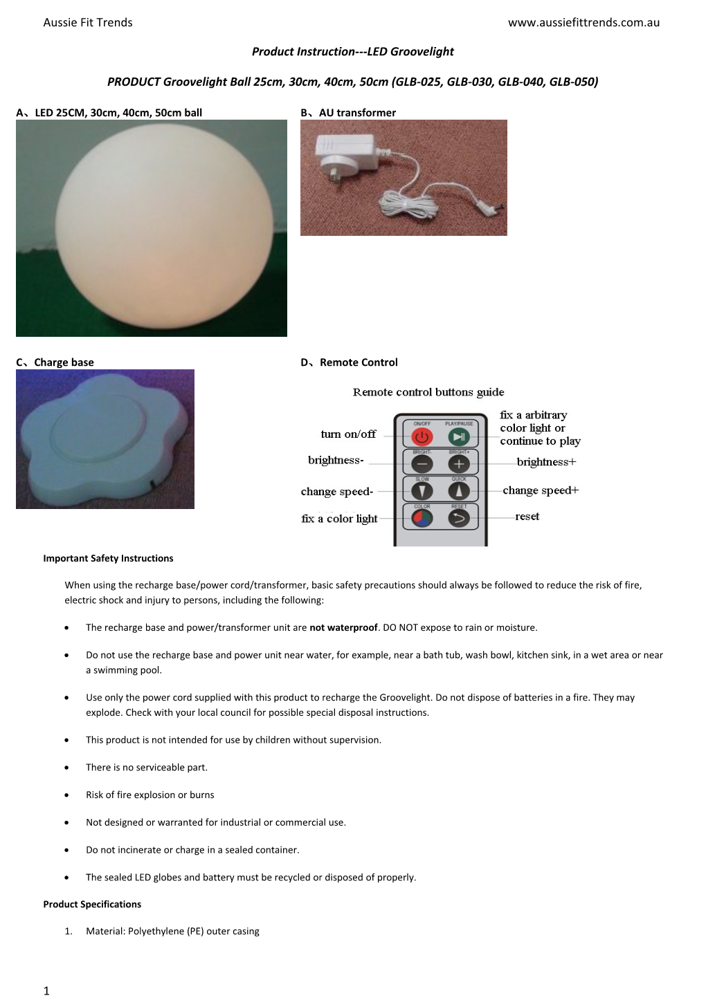 Product Instruction LED Groovelight