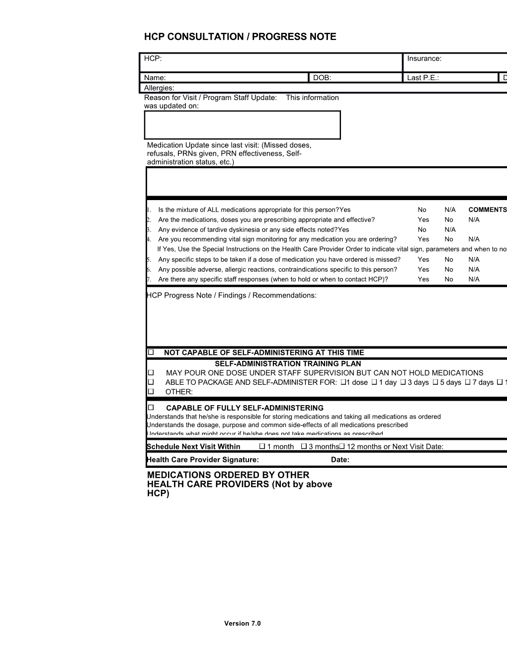 Hcp Consultation / Progress Note