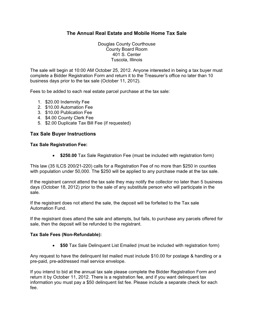 Douglas County Real Estate Tax Sale Registration Form