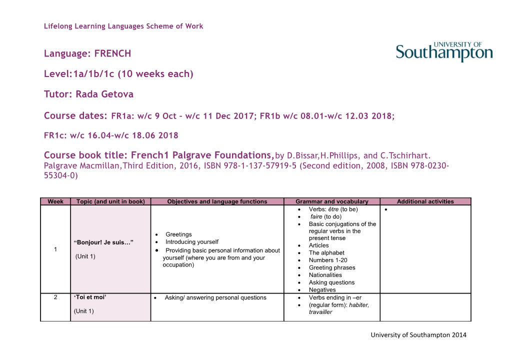 Lifelong Learning Languages Scheme of Work s1