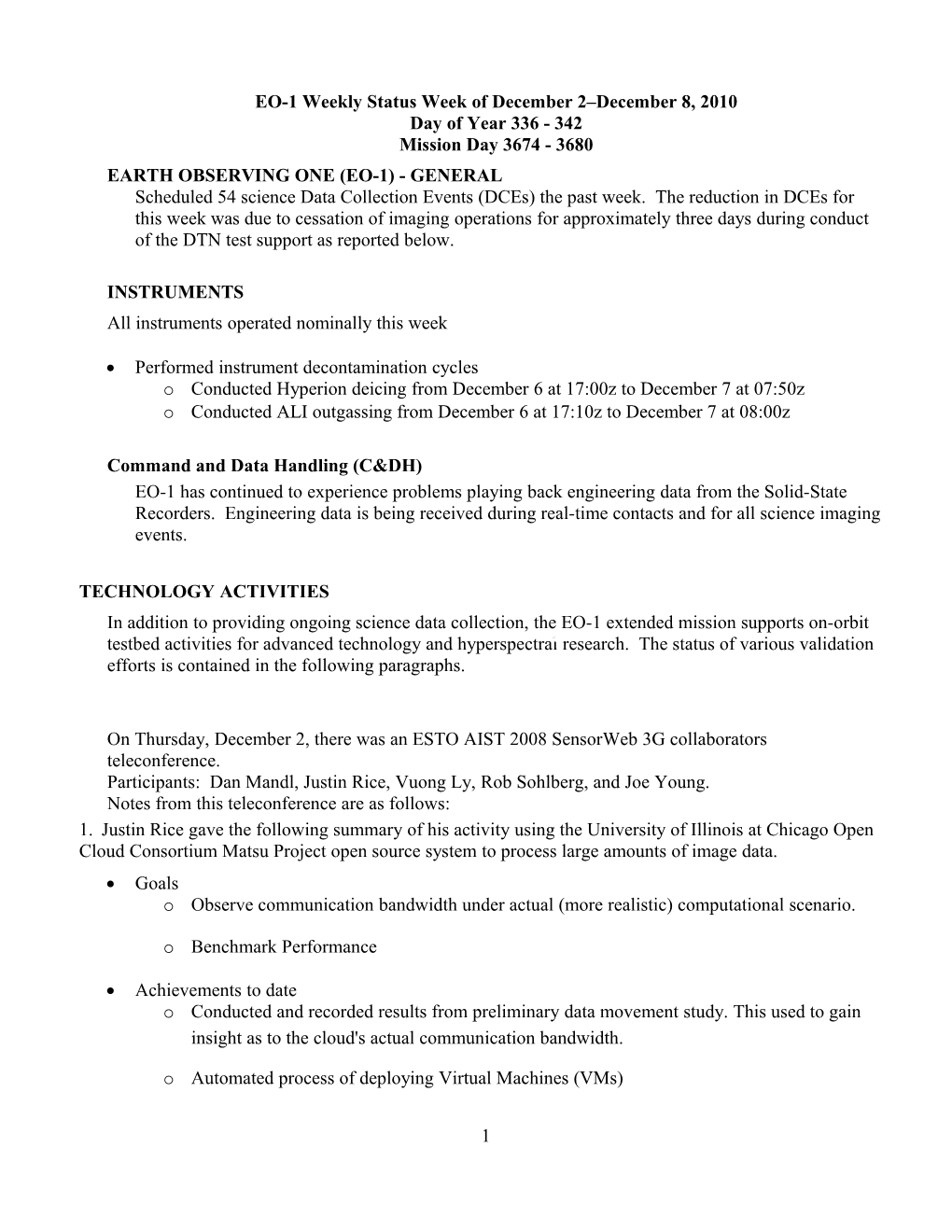 EO-1 Status Week of Jan 20-26, 2001 s8