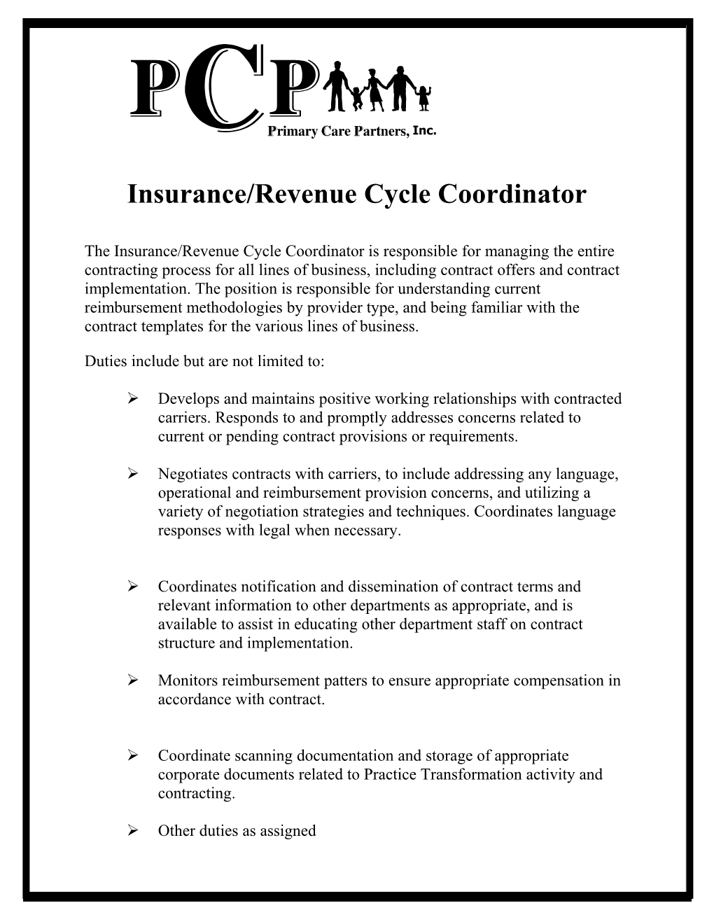 Insurance/Revenue Cycle Coordinator