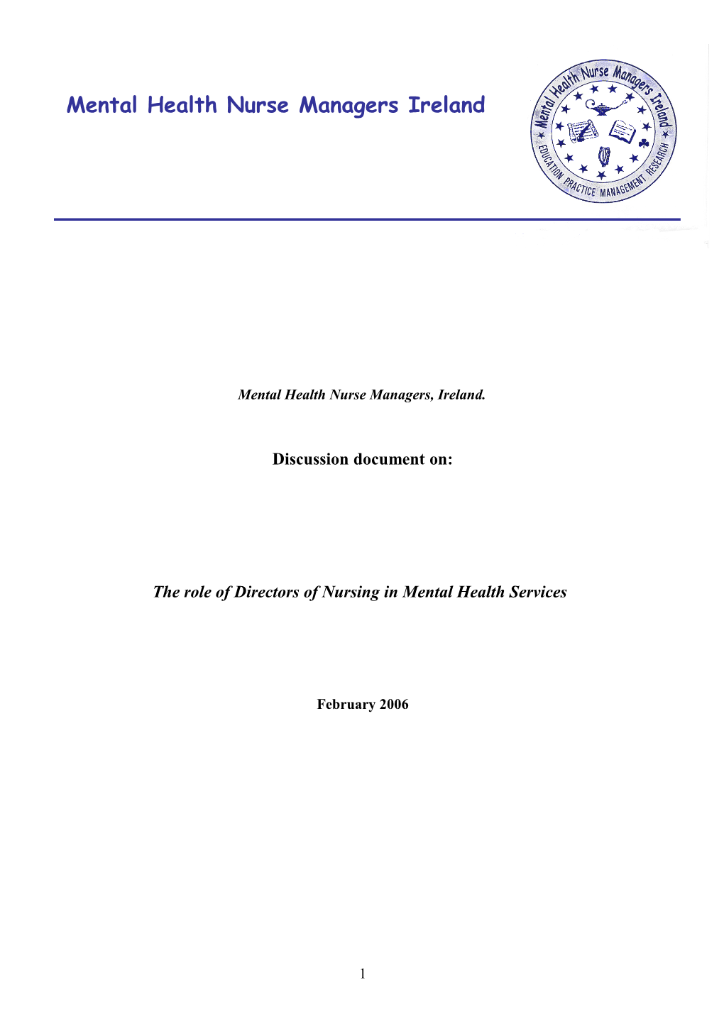 Directors of Nursing in Mental Health Services