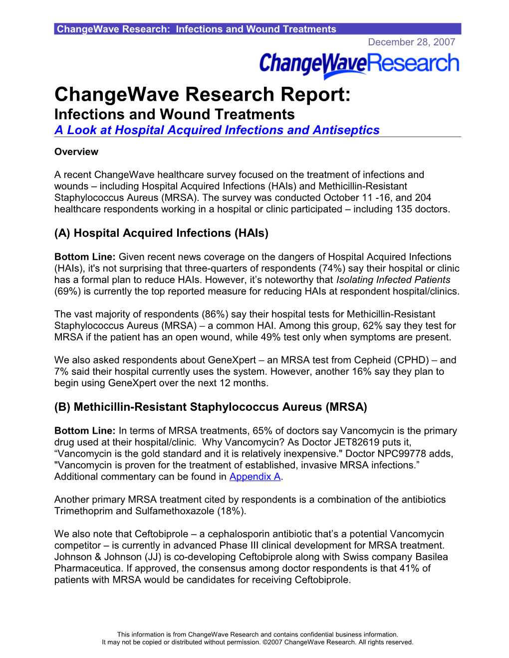 Changewave Research: Infections and Wound Treatments