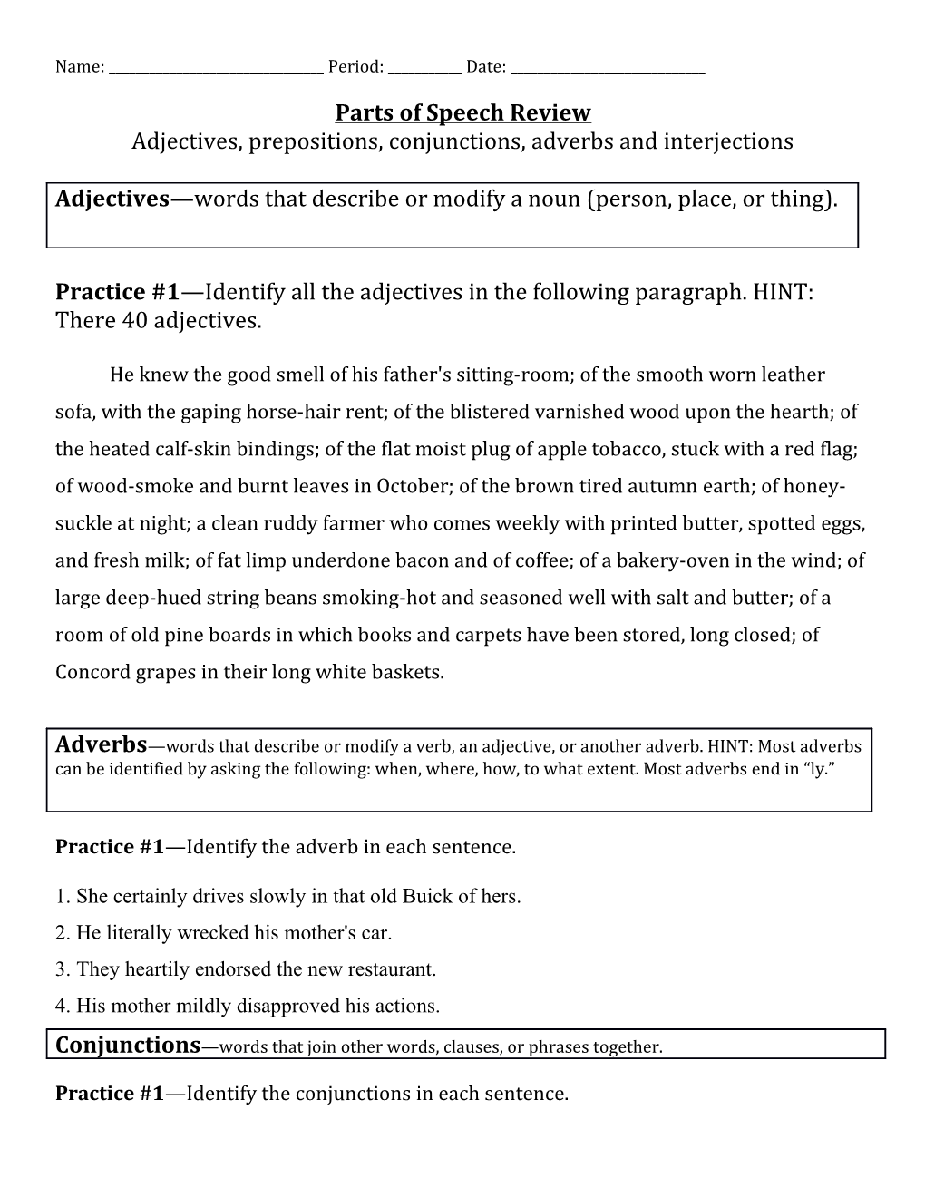 Parts of Speech Review s1