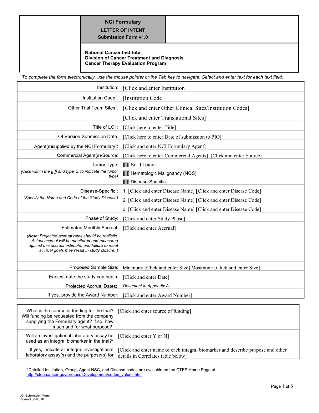 Revised LOI Form - Version 5.0