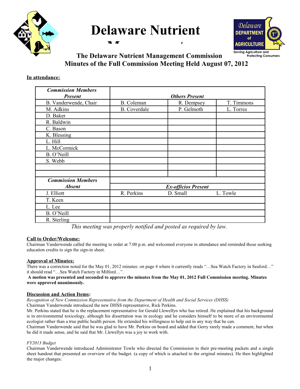 The Delaware Nutrient Management Commission s1