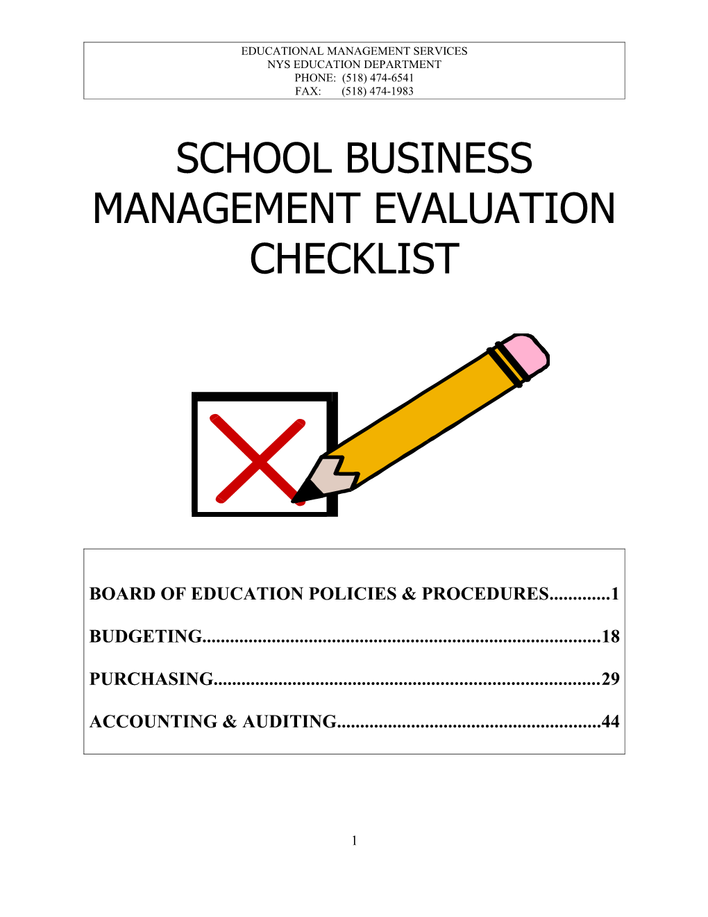 School Business Management Evaluation Checklist