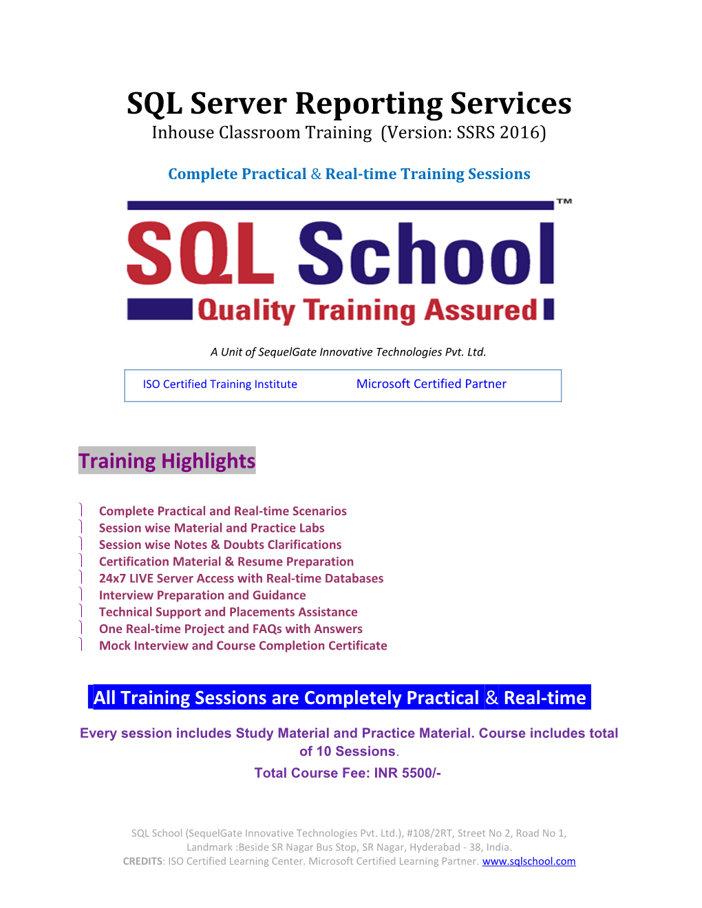 SSRS Training Course