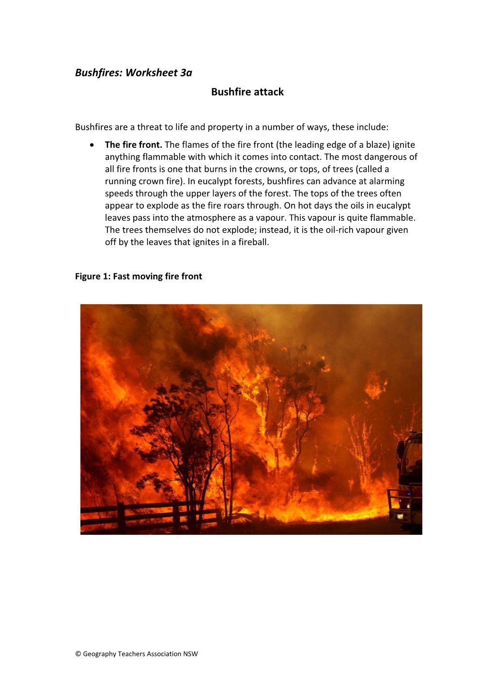 Bushfires: Worksheet 3A