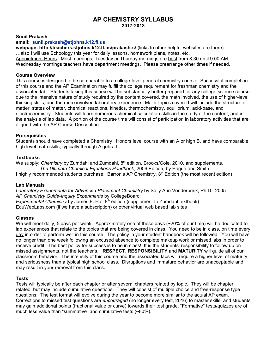 Ap Chemistry Syllabus s1