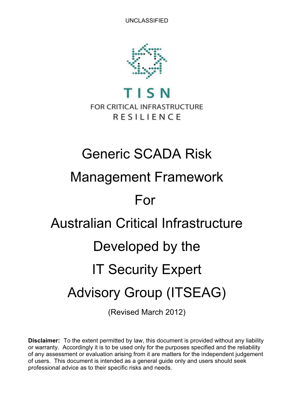 SCADA: Generic Risk Management Framework DOC 1.09MB