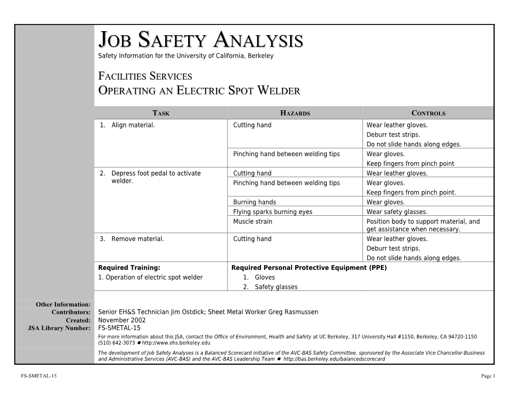 Operating an Electric Spot Welder