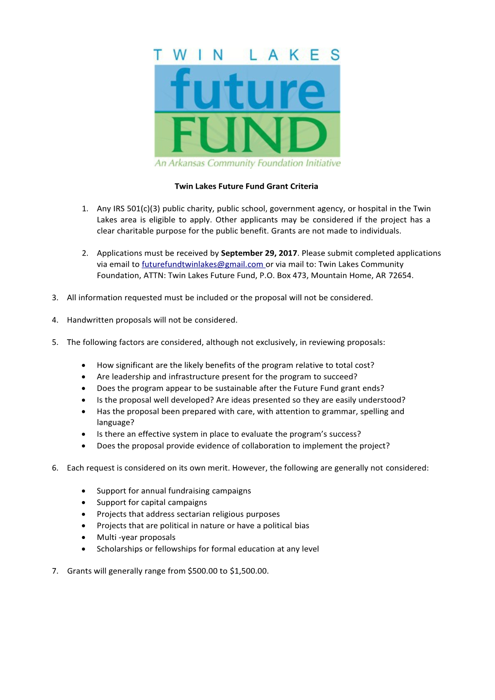 Twin Lakes Future Fund Grant Criteria s1