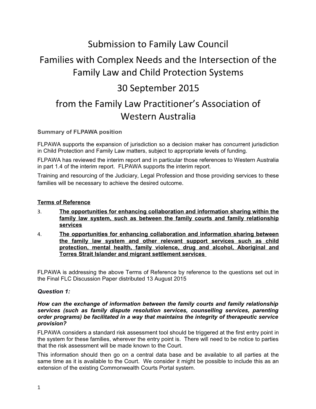 Family Law Practitioner's Association of Western Australia