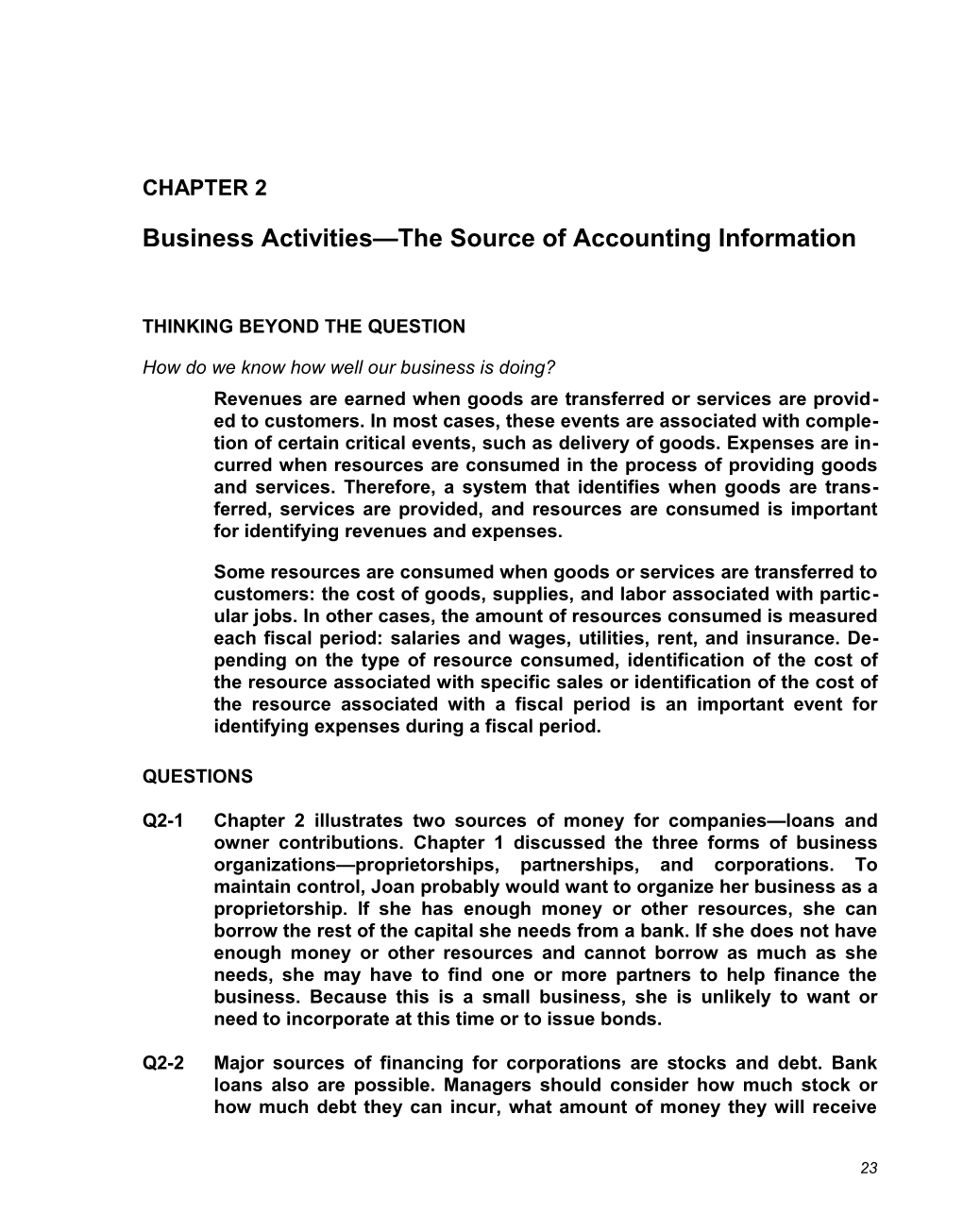 Business Activities the Source of Accounting Information