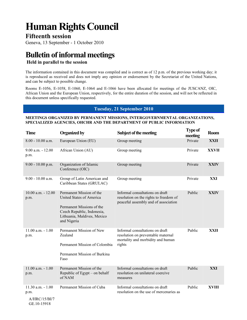 Bulletin of Informal Meetings s3