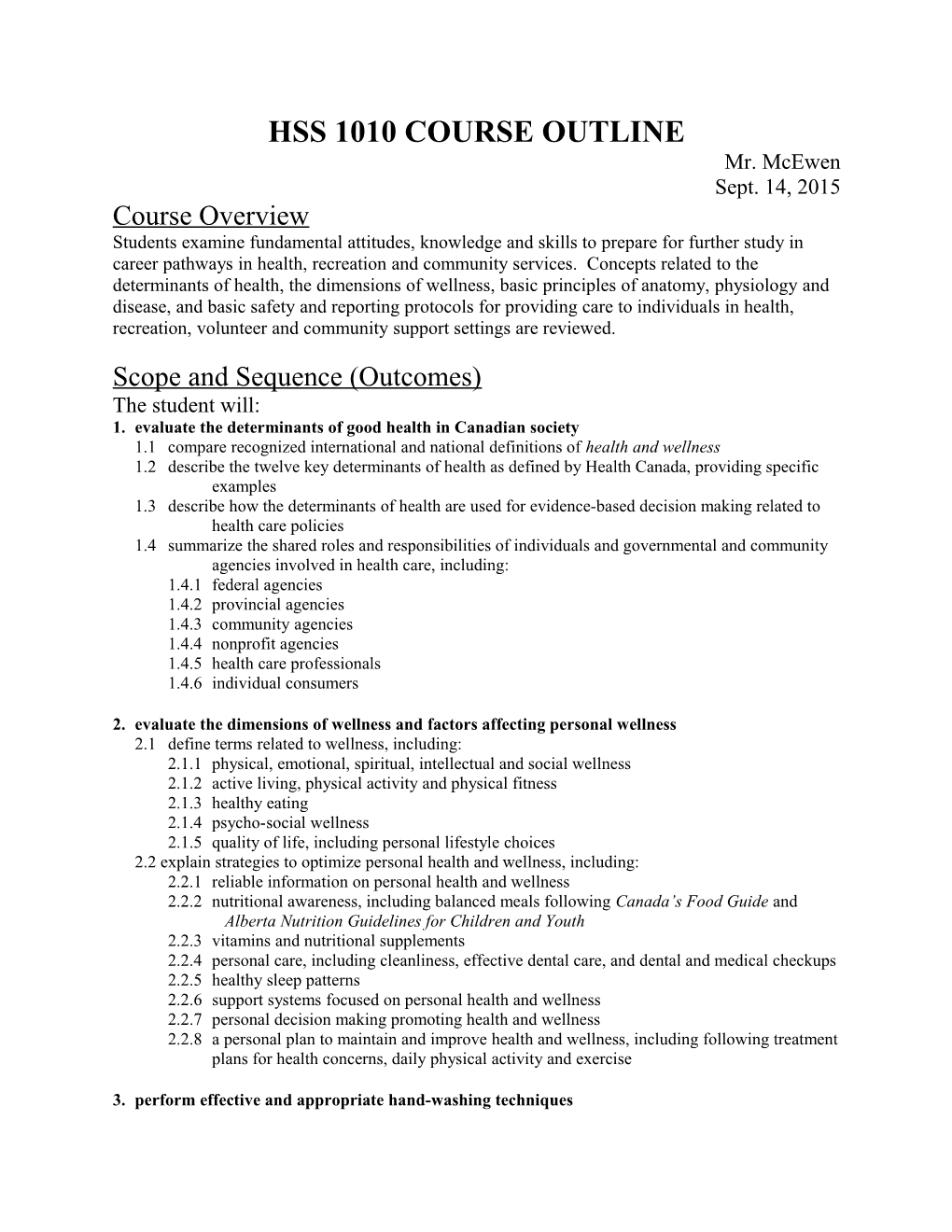 Hss 1010 Course Outline