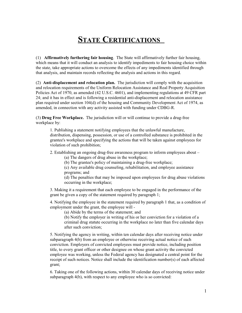 State Certifications