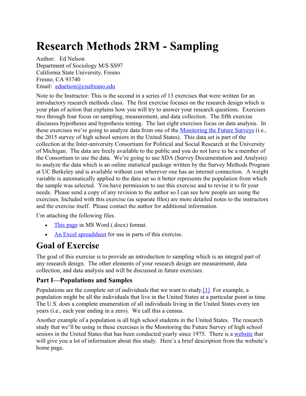 Research Methods 2RM - Sampling