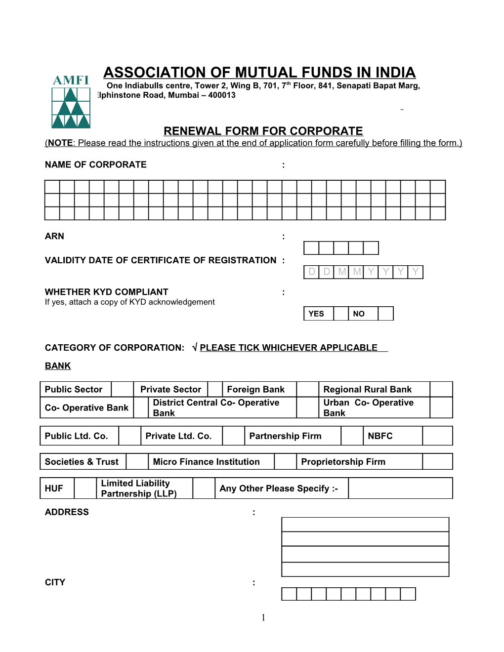 Association of Mutual Funds in India