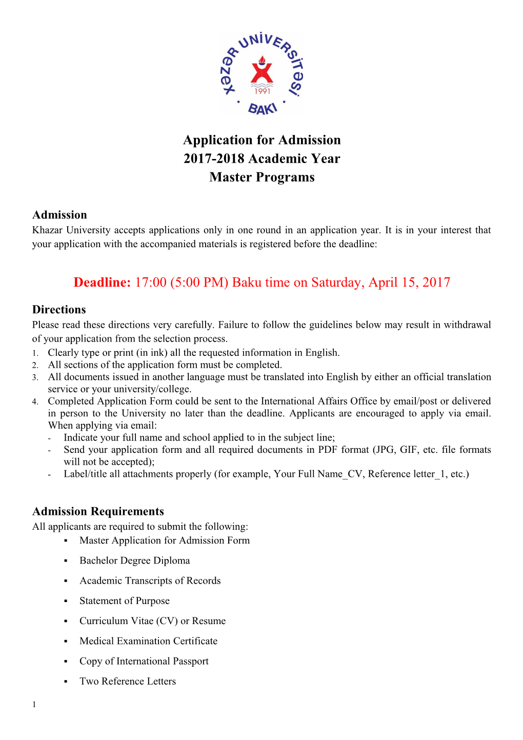Application for Admission s17