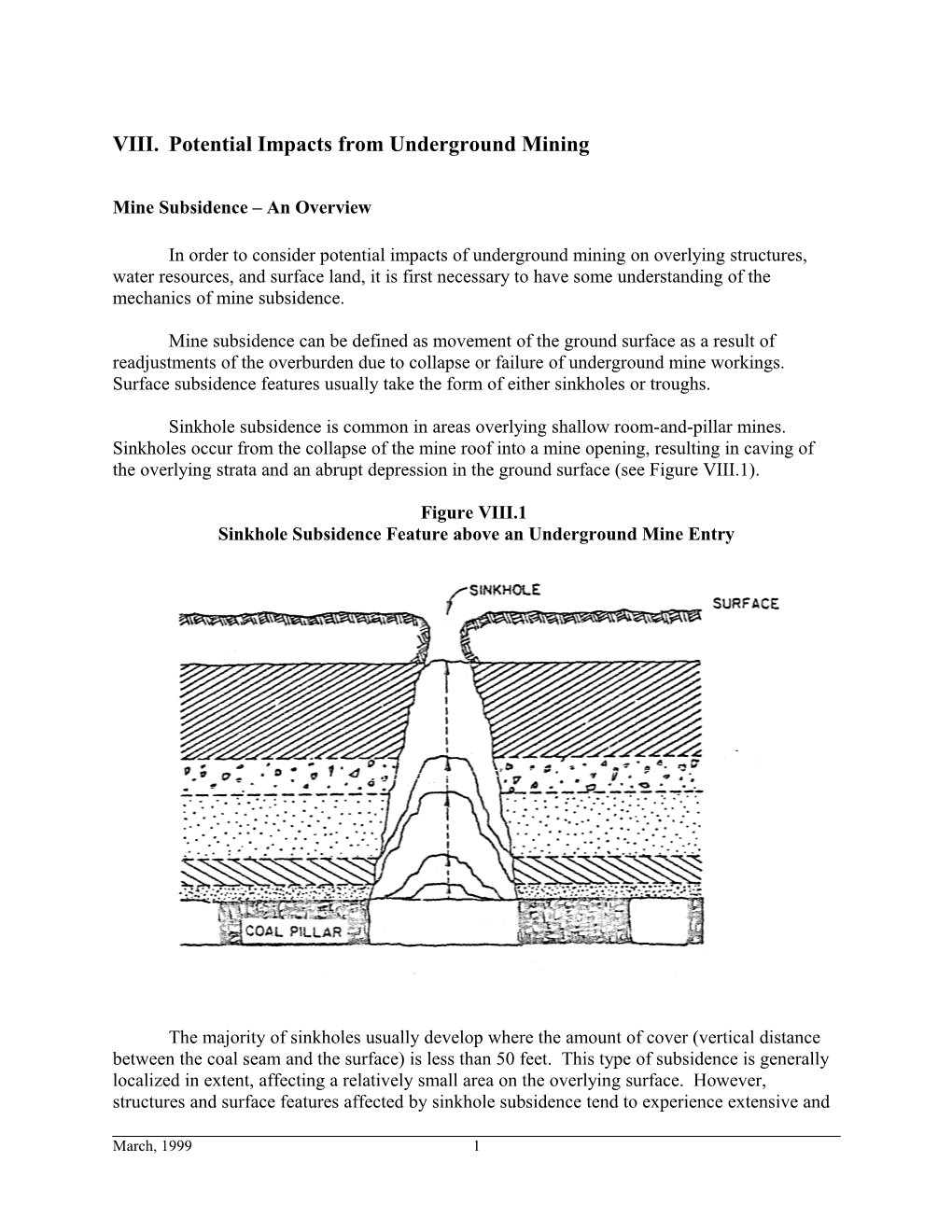 VIII.Potential Impacts from Underground Mining